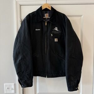 VTG Carhartt Detroit Jacket Mens Large Tall Black Blanket Lined USA Made J001